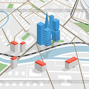 Абстрактные карту города в перспективе - изображение в векторном формате