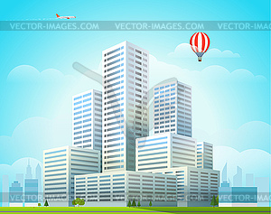 Modern cityscape . Office buildings city skys - vector image