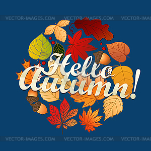 Different color leaves circle composition - vector image