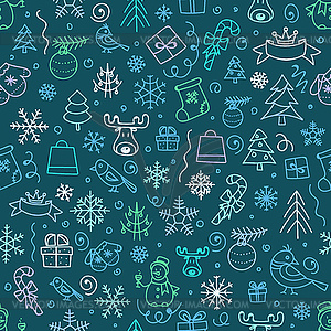 Christmas season seamless pattern. Xmas hand-drawn - vector image