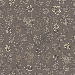 Different leaves silhouettes seamless pattern - vector clipart