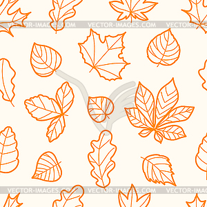 Different autumn leaves seamless pattern - vector image