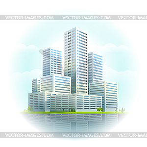 Modern cityscape . Business city skyscrapers - vector image