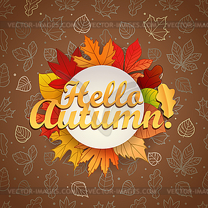 Autumn greeting card template. Hello autumn concept - vector image
