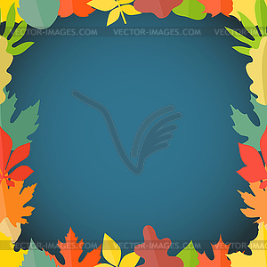 Different color autumn leaves greeting frame - vector image