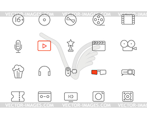 Different lineart media icons set. design elements - vector image