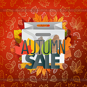 Autumn sale composition with shopping bag. Autumn - vector clip art