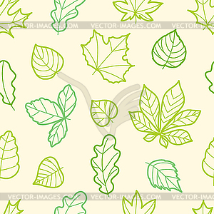 Different summer leaves seamless pattern - vector image