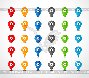 Different navigation pins color collection - royalty-free vector image