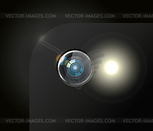 Modern smartphone camera with flash light illustrati - vector image