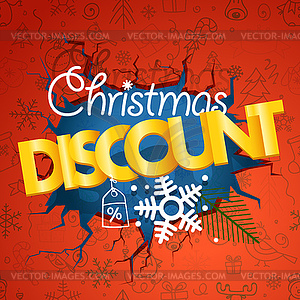 Winter season discount banner. Christmas discount - vector image