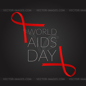 Red ribbon on dark background. World AIDS Day symbol - vector image