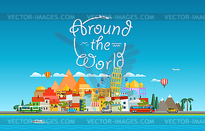 Around world travelling concept. Asia cityscape - vector image