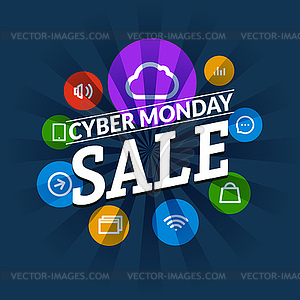 Cyber monday sale shopping tag - vector clip art