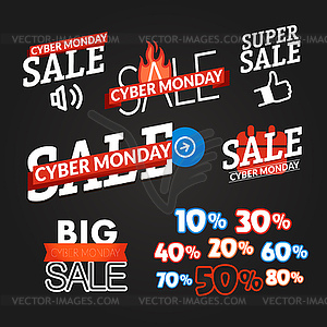 Cyber monday sale shopping logo collection - vector clipart / vector image