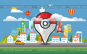 Cityscape with color p . Travel concept - vector EPS clipart