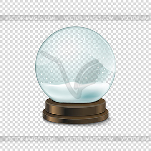 Transparent crystal ball with snow . Christma - vector clip art