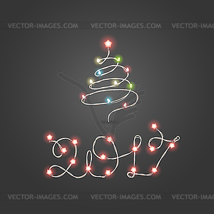 Christmas color garland lettering. Happy new 2017. - vector clipart