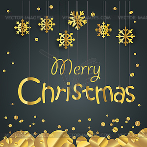 Christmas greeting card. Different golden snowflake - vector clip art