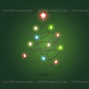 Christmas tree with lighting garland . Christ - vector clip art