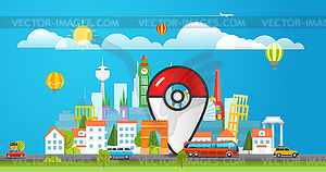 Dirrefent world famous sights. Modern cityscape - vector clipart