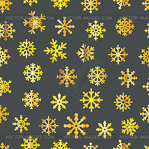 Different golden snowflakes seamless pattern. ice - vector clipart