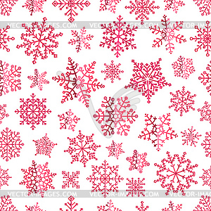 Different pink snowflakes seamless patter. ice cry - vector clip art