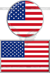 American round and square icon flag.  - vector image