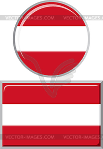 Austrian round and square icon flag.  - vector clipart