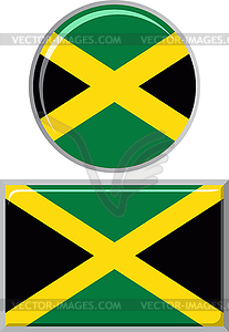 Jamaican round and square icon flag.  - vector image