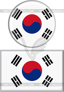 South Korean round and square icon flag.  - vector clip art