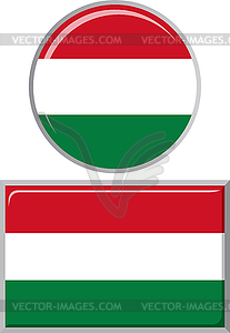 Hungarian round and square icon flag.  - vector clipart