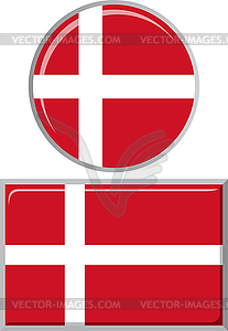 Danish round and square icon flag.  - vector image