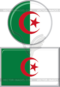 Algerian round and square icon flag.  - vector image