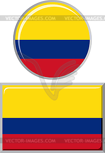 Colombian round and square icon flag.  - vector EPS clipart