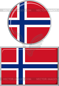 Norwegian round and square icon flag.  - vector clipart