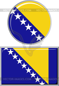 Bosnia and Herzegovina round, square icon flag.  - vector clip art