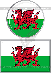 Welsh round and square icon flag.  - vector image