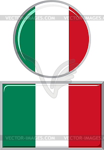 Italian round and square icon flag.  - vector clipart