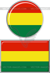 Bolivian round and square icon flag.  - vector image