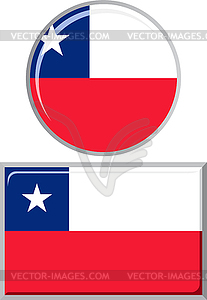 Chilean round and square icon flag.  - vector clipart