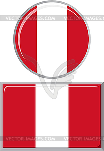 Peruvian round and square icon flag.  - vector image