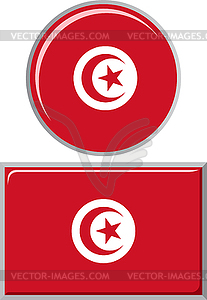Tunisian round and square icon flag.  - vector image