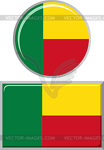 Benin round and square icon flag.  - vector clipart