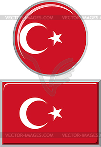 Турецкая круглые и квадратные флаг значок. - изображение в векторном формате