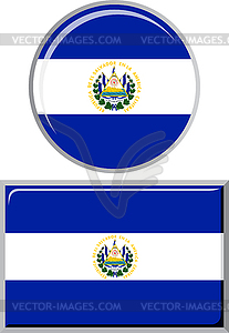 El Salvador round and square icon flag.  - vector clipart