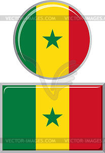 Senegalese round and square icon flag.  - vector clipart
