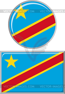 Congolese round and square icon flag.  - vector image