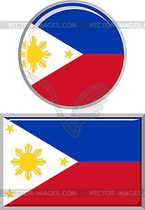 Филиппины круглые и квадратные флаг значок. - векторный клипарт Royalty-Free