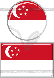 Singapore round and square icon flag.  - vector image